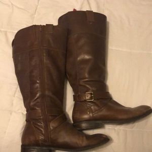 Brown knee high leather boots